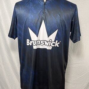 Brunswick Bowling Jersey Shirt Men’s Large 1/4 Zip Performance Blue